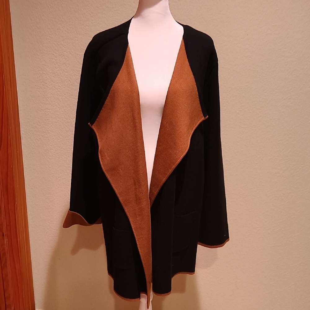 Alfani Elegant Black and Brown Cardigan Sweater Size XL New